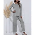 thumbnail image 2 of Pijama gris suave y lavable a máquina para descansar cómodamente en casa, conjunto de pijama transpirable de manga larga para mujer talla XL, 2 of 5