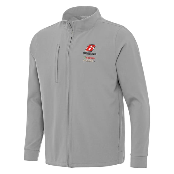 Men's Antigua Gray Brad Keselowski Regard Full-Zip Jacket