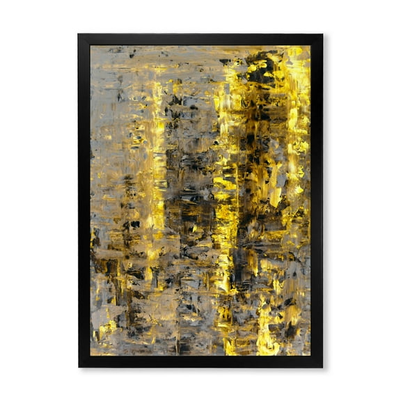 Designart 'Grey Meets Yellow Abstract Art II' Modern Framed Art Print