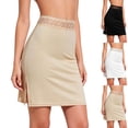 thumbnail image 2 of Half Slip For Women Seamless Lace Waist Side Split Underskirt Lightweight Soft Stretchy Sleepwear Mini Skirt,White,Medium, 2 of 6