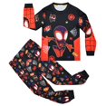 thumbnail image 2 of Spider Hero Sleepwear Set, Long Sleeve Crewneck Top with All-Over Cartoon Hero Print & Sweatpants, Kids 2-Piece Pajama Outfit for Daily Wear & Slumber Parties, 2 of 5