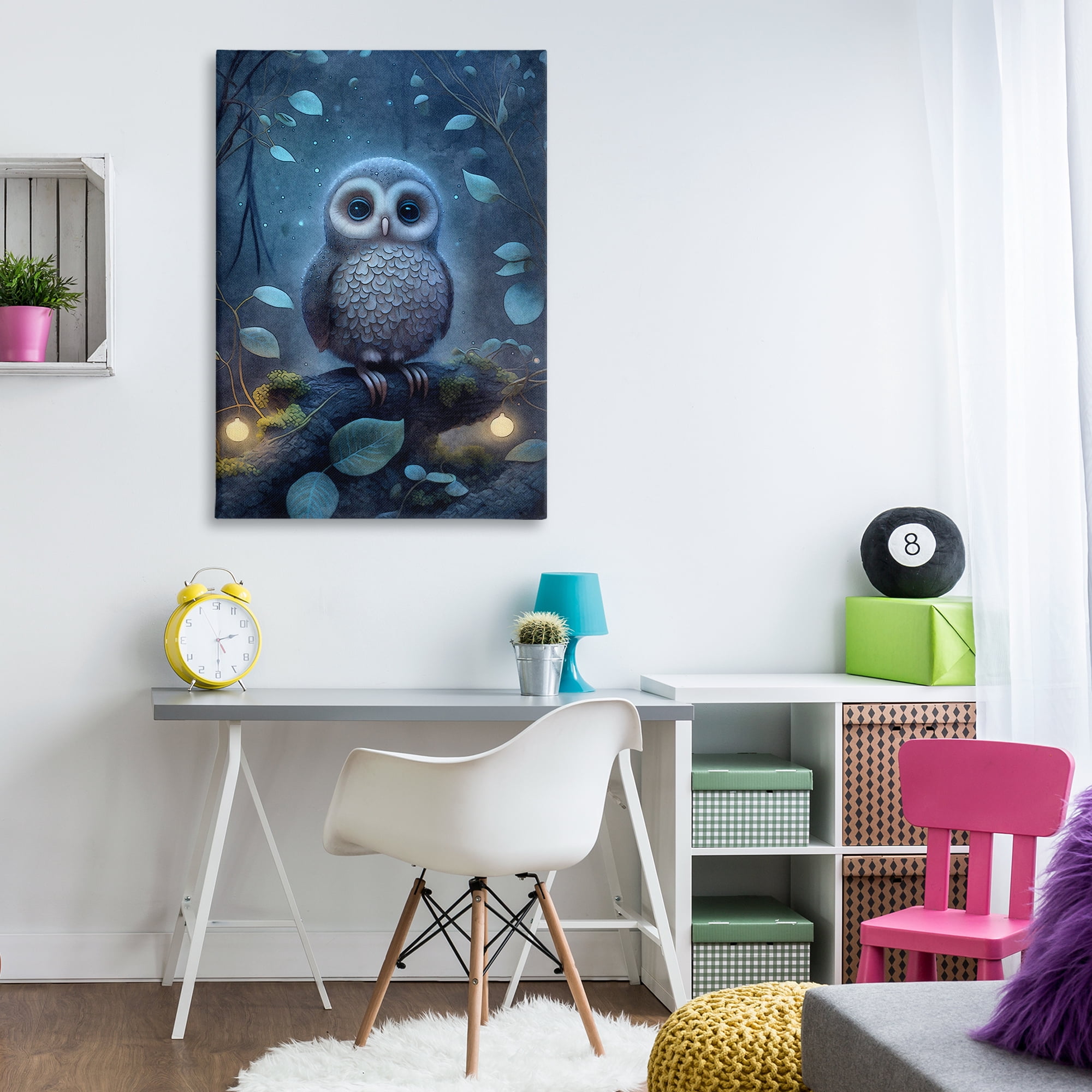 Stupell Industries Mystic Owl in Nature Landscape Painting Gallery Wrapped Canvas Art Print Wall Art, 30 x 45