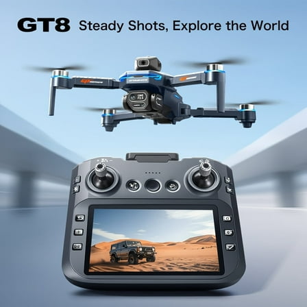 GT8 Brushless 6K Drone with 5G FPV, Foldable Quadcopter with LCD Controller, Dual Batteries, Smart Obstacle Avoidance, Auto Return & Altitude Hold for Adults and Beginners