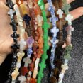OPALRY Natural Stone Cross Shape Agates Loose Beads for Jewelry Making