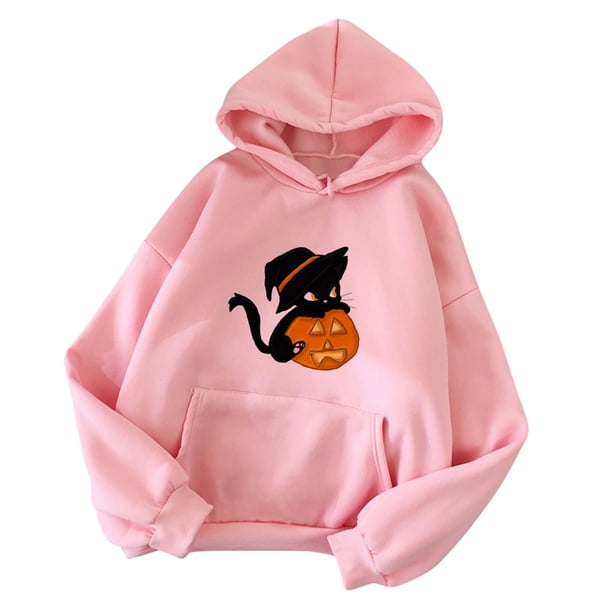 Sudaderas con capucha estampadas de manga larga para mujer a la moda de Halloween Pompotops gfhjh6724