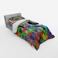 thumbnail image 3 of Psychedelic Duvet Cover Set, Roaring Leopard in Watercolors with Brush Stroke Effects Animal Picture, Bedding Set with Shams and Fitted Sheet, 3 Sizes, by Ambesonne, 3 of 3