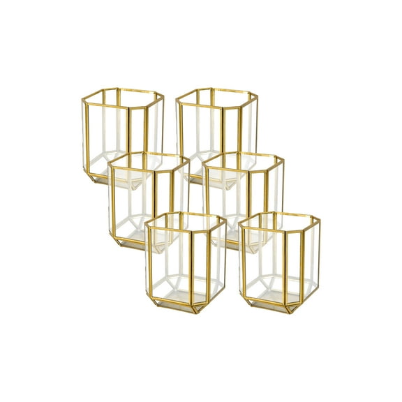 Serene Spaces Living 6" Aurea Votive Holder - Gold Metal & Glass Candle Holder, Elegant Decorative Centerpiece for Home, Weddings, Holidays, Special Occasions, Pack of 8
