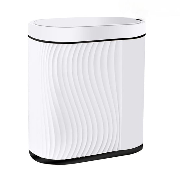 Botes de Basura,8L Cubo De Basura Autom&aacute;tico Con Sensor Para Ba&ntilde;o,Cubo de Basura de Pl&aacute;stico,Botes de Basura Inteligente,inteligente con tapa,para Inodoro (Blanco con