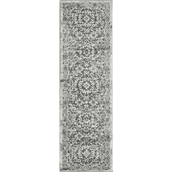 Loomaknoti Rhane Alreka 2' x 7' Gray Oriental Indoor Runner Rug
