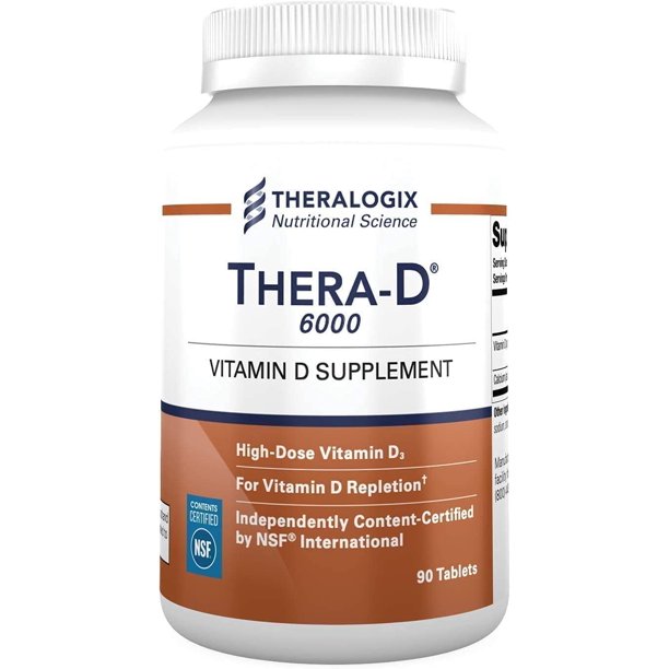 TheraD 6000 Vitamin D Supplement 6,000 IU Vitamin D3 Tablets 90