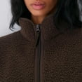 thumbnail image 2 of Czanzd Women's Oversized Sherpa Fleece Half-Zip Pullover Warm Stand Collar Side Pockets Fall Winter Outerwear(Brown,XS), 2 of 6