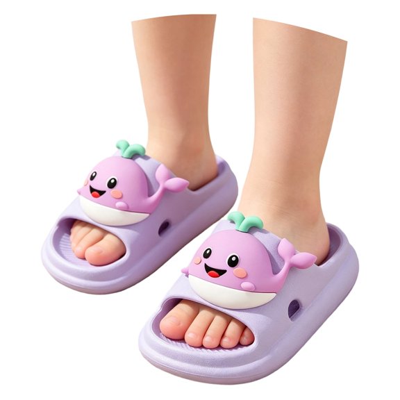 Djtdsds Kids Slide Sandals Soft Non- Open-Toe Slippers Color:Purple,Size:18-24 Months