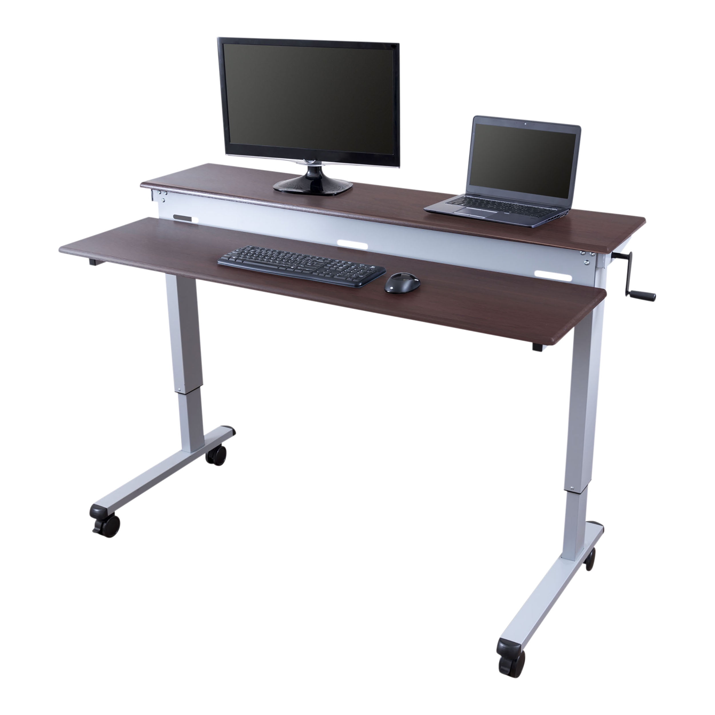 Stand Up Desk Store Crank Adjustable Two Tier Standing Desk with Heavy