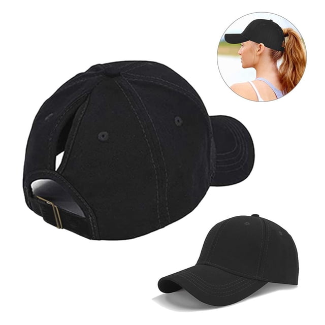QualitChoice Women's Ponytail Baseball Cap Washable Hat Sun Protection Girls Cap Baseball Cap No.3