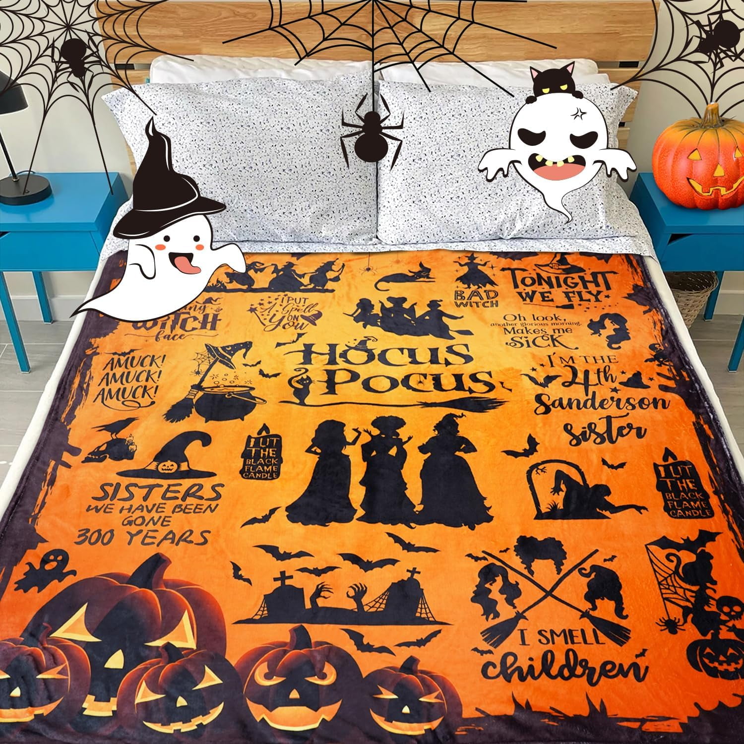 Metawu Halloween Witch Blanket for Women, Flannel Fleece Throw Blanket for Couch, Sofa, Bed, Chair Decor, 50x60 Inches