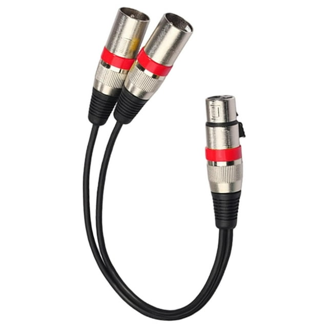 Xuanheng 1 Female to 2 Male 3 Pin Patch Y Cable for Various Musical Instruments Mixer Red