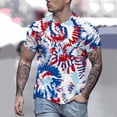 thumbnail image 2 of FUZHIQ Men's Patriotic Red Blue White Tie Dye T-Shirt Casual Short Sleeve Crew Neck Tee Summer Lightweight Soft Tops Daily Vacation Streetwear Tees for Men,L, 2 of 5