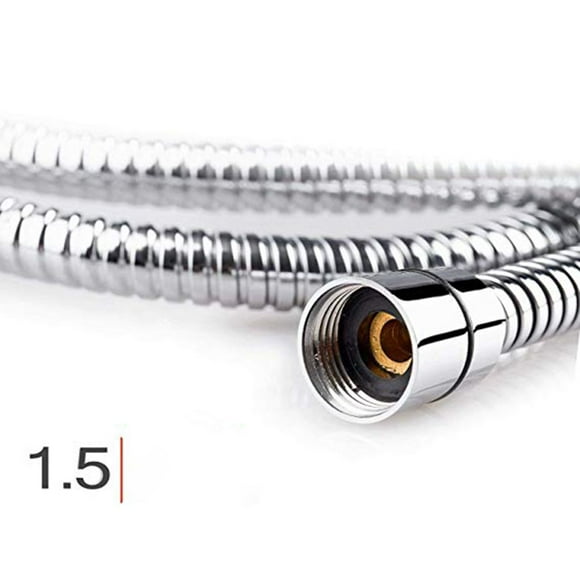 Electronicheart 1.5M Stainless Steel Cold Hot Water Inlet Shower Head Spray Nozzle Connecting Pipe Tube Hose