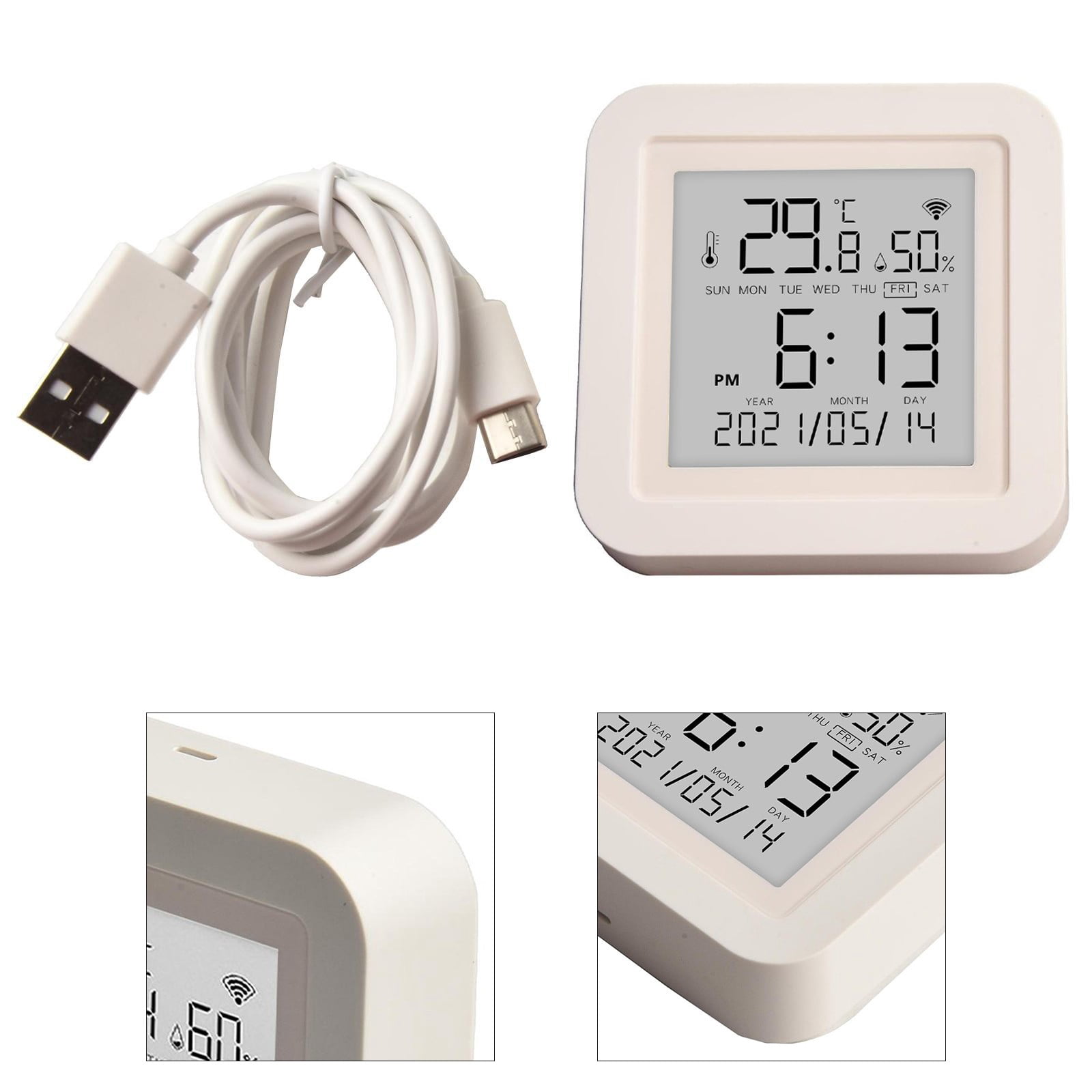 For Tuya Smart WiFi Thermometer Hygrometer Indoor Room Digital TemperatureSensor APP Remote Alarm Work With Alexa- Google- Home