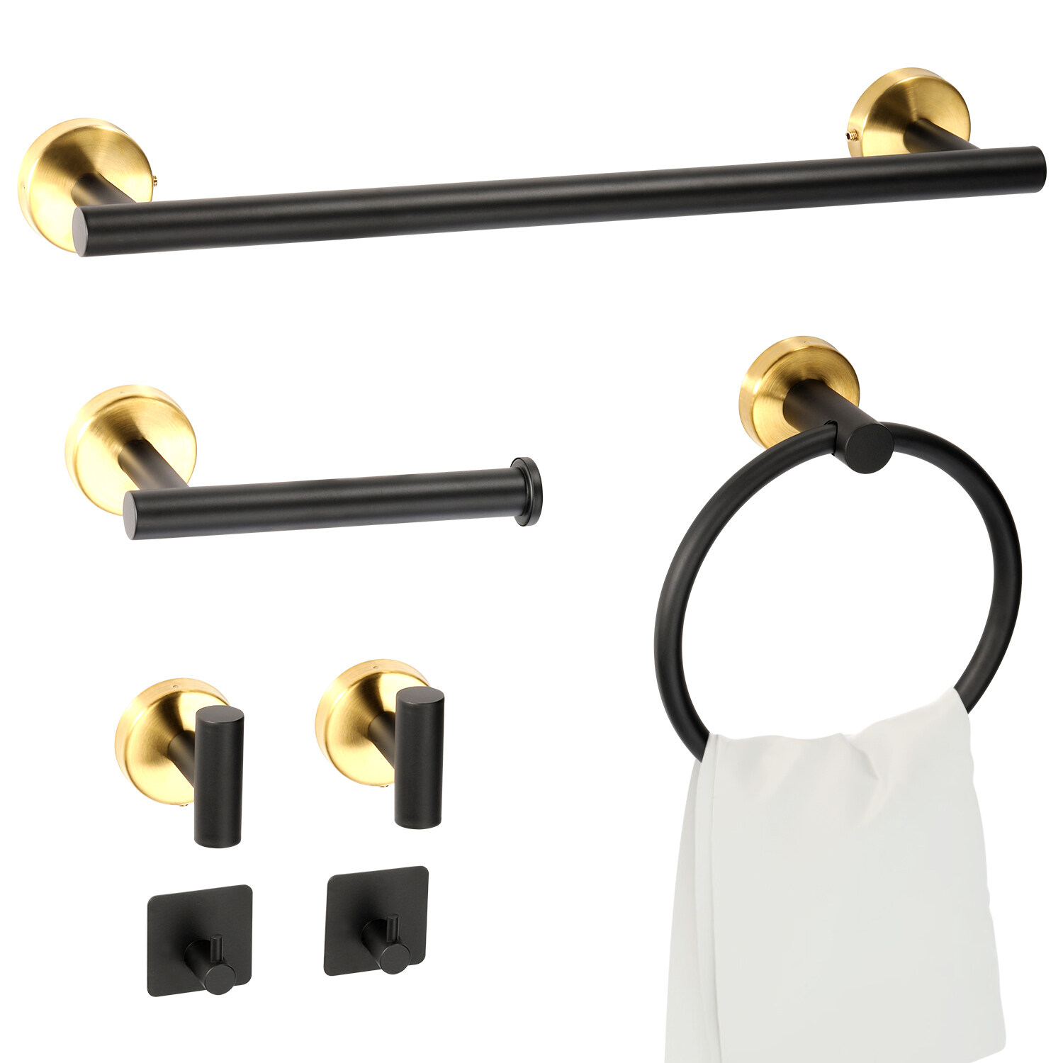 Bathroom Hardware Set, 7 Piece Towel Bar Set Black Bathroom Accessories