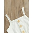 thumbnail image 5 of Seyurigaoka 2 Pcs Toddler Baby Girl Summer Clothes Set, Solid Knit Ribbed Ruffle Tank Tops + Boho Floral Print Flared Trousers, 5 of 7