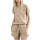 thumbnail image 1 of Conjunto de pantalones cortos de manga corta Sloid con cuello redondo para mujer, traje deportivo informal de verano, 2 piezas Wmkox8yi  bvn1390, 1 of 7