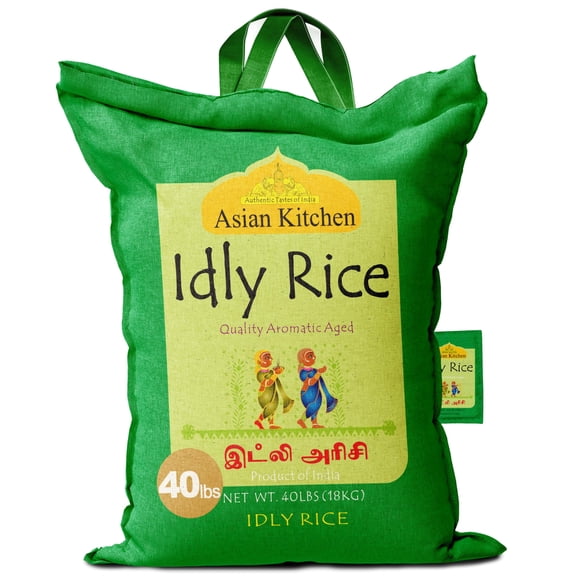 Asian Kitchen Idly (Idli) Rice 40-Pound Bag, 40lbs (18.14kg) Short Grain Rice ~ All Natural | Vegan | Indian Origin | Export Quality