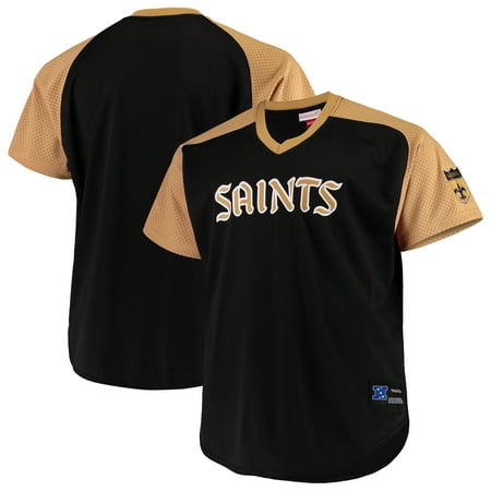 New Orleans Saints Mitchell & Ness Big & Tall Final Second Mesh V-Neck T-Shirt -