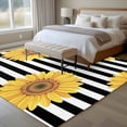 thumbnail image 4 of Sunflowers Area Rugs 5x7 ft Black White Strips Farm Watercolor Floral Washable Rug Non Slip Indoor Carpet Absorbent Floor Mat for Living Room Bedroom Dining Room, 4 of 9