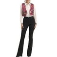thumbnail image 2 of INSPIRE CHIC Women's Floral Pattern V Neck Sleeveless Button Satin Waistcoat Vest XL Rose Red, 2 of 6