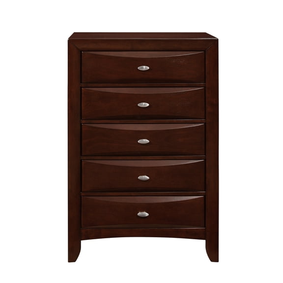 Global Furniture USA Linda Brown Merlot Wooden 5-Drawer Storage Chest