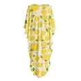 thumbnail image 5 of Xoenoiee Lemon Leaves Print Kaftan Dresses for Women Plus Size V Neck Caftans Long Batwing Sleeve Beach Cover Up High-Slit Summer Mumu Dresses, 5 of 7