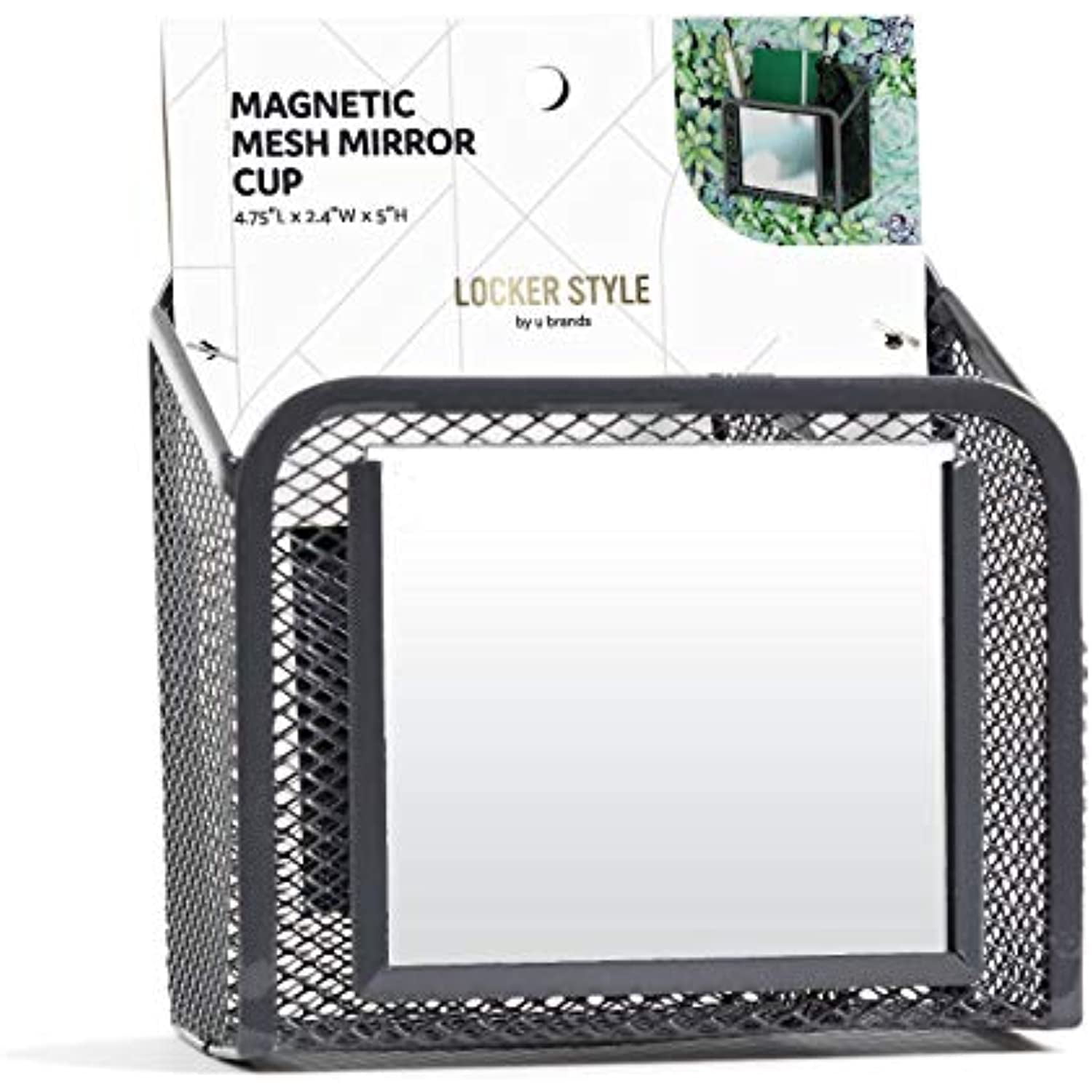 Locker Style Magnetic Mesh Mirror Stylish Utility Cup White 