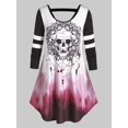 thumbnail image 1 of Más el tamaño del cráneo de Halloween Tie Dye Tee de manga larga Rosegal Mangas largas de talla grande, 1 of 5