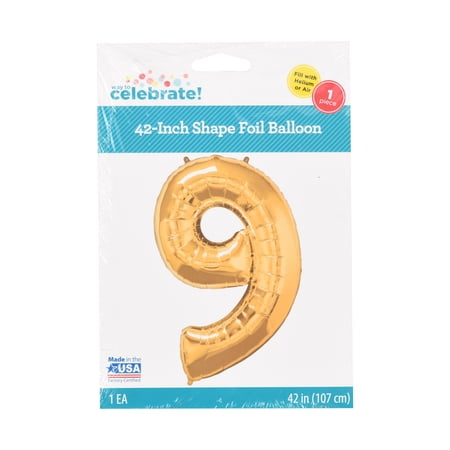 Way To Celebrate 42" Number 9 Gld/slv Foil Balloon