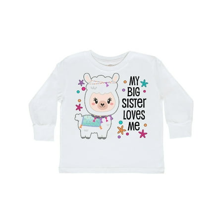 

Inktastic My Big Sister Loves Me- cute and happy llama Gift Toddler Boy or Toddler Girl Long Sleeve T-Shirt