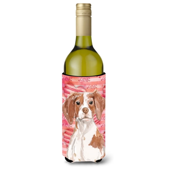 Carolines Treasures BB9469LITERK Brittany Spaniel Love Wine Bottle Beverge Insulator Hugger  Wine Bottle multicolor