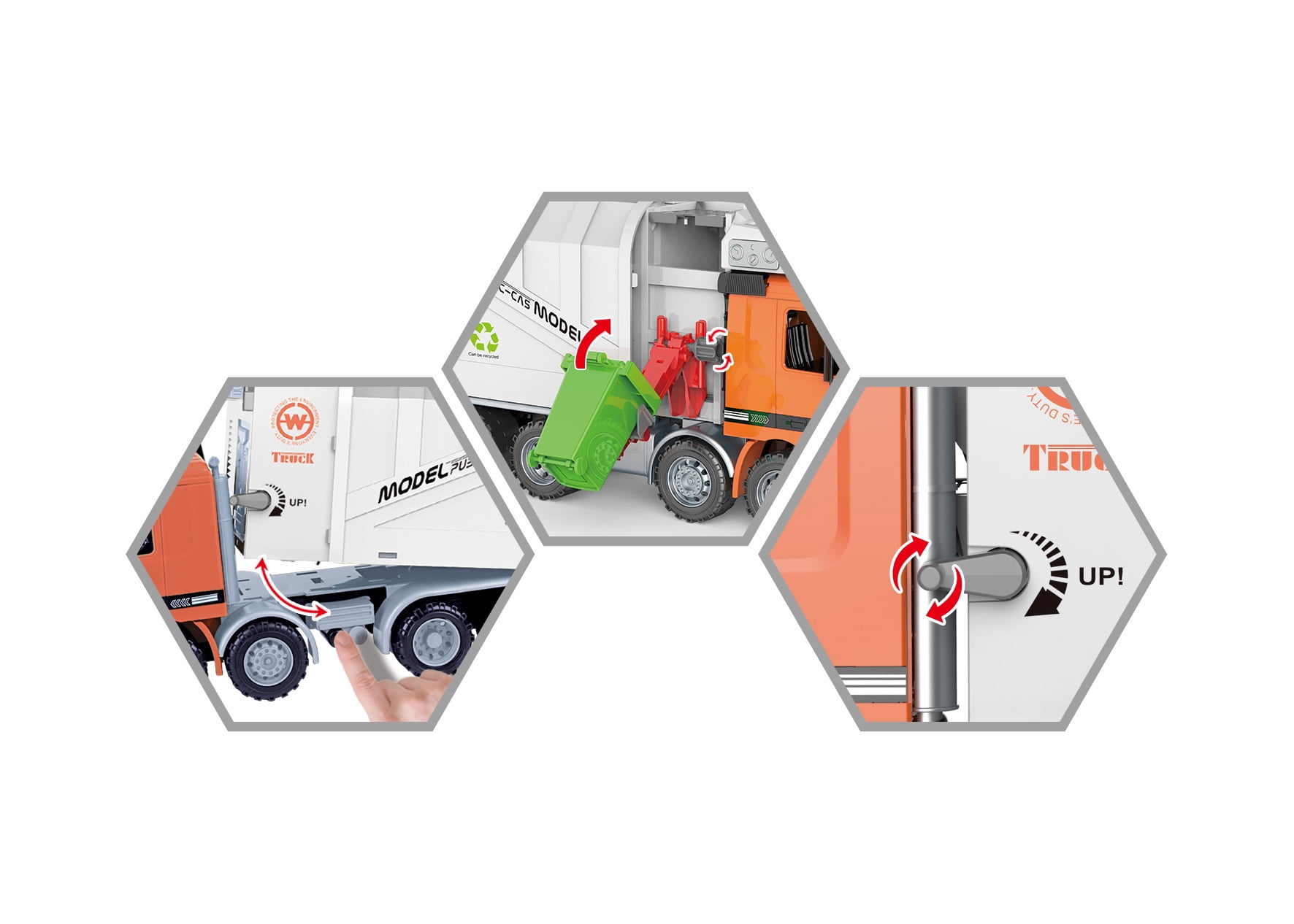 PlayWorld Toolbench Time! 14" Friction Powered Recycling Garbage Truck