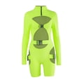 thumbnail image 1 of KOMOO Women Cutout Jumpsuit Long Sleeve Hollow Combi Bodysuits Buckle Bodycon Romper Overalls Shorts Playsuit, 1 of 8