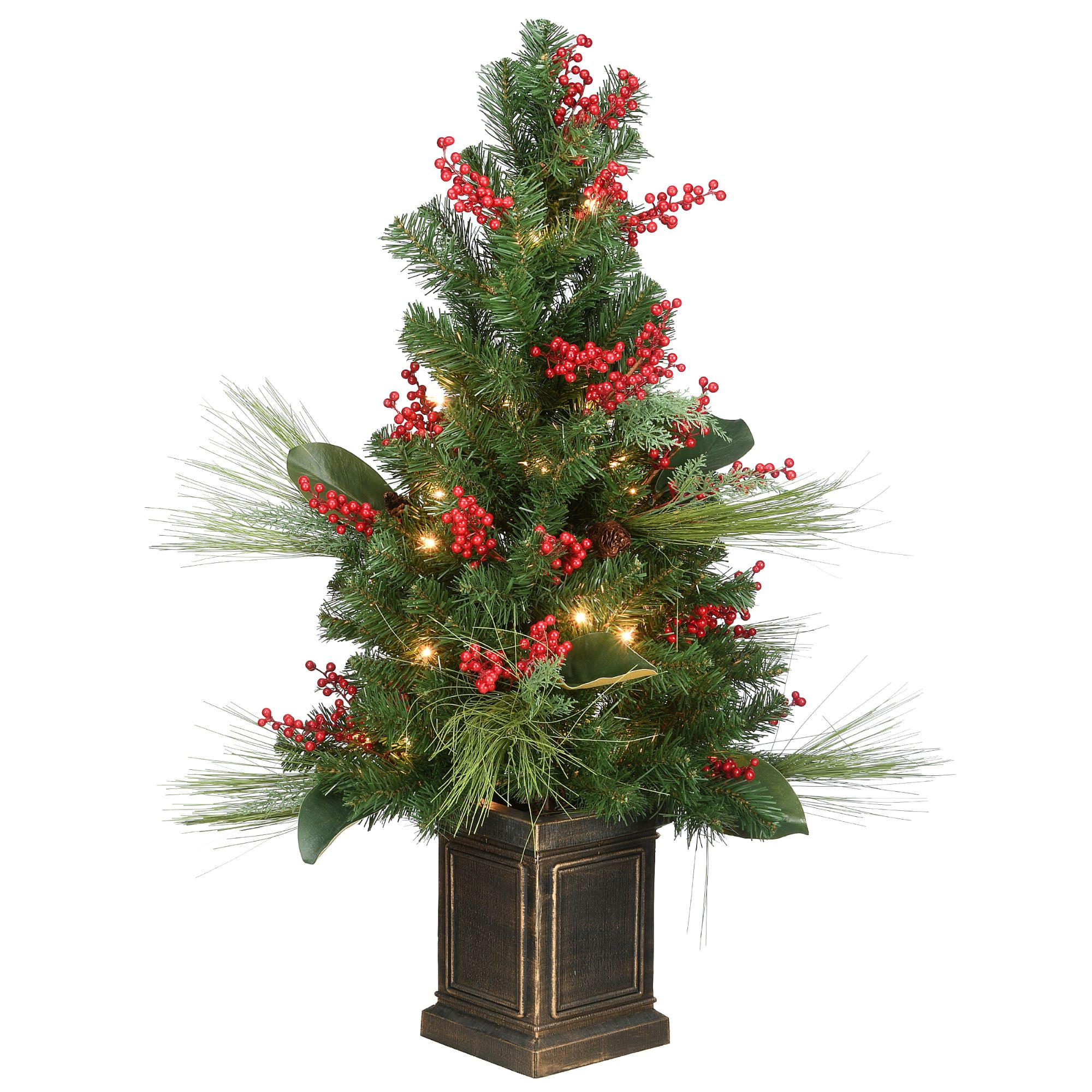 4' PreLit Magnolia Artificial Christmas Tree Clear Lights
