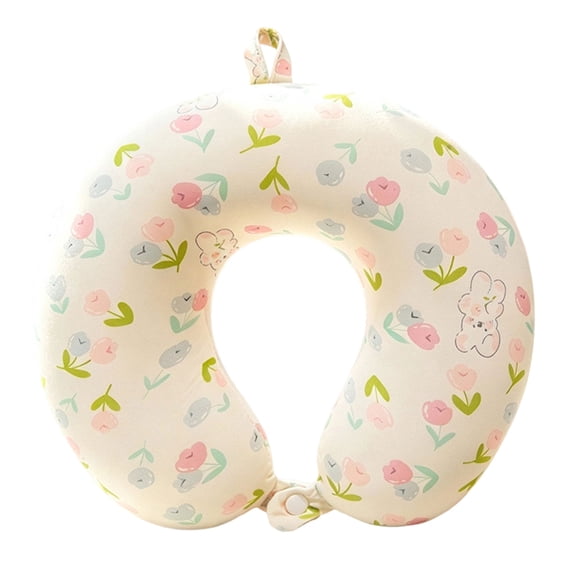 Portable Ice Silk Neck Pillow U Shaped Memory Foam Support with Front Closure for Flight Use Travel Workday Breaks and Easy Carry
