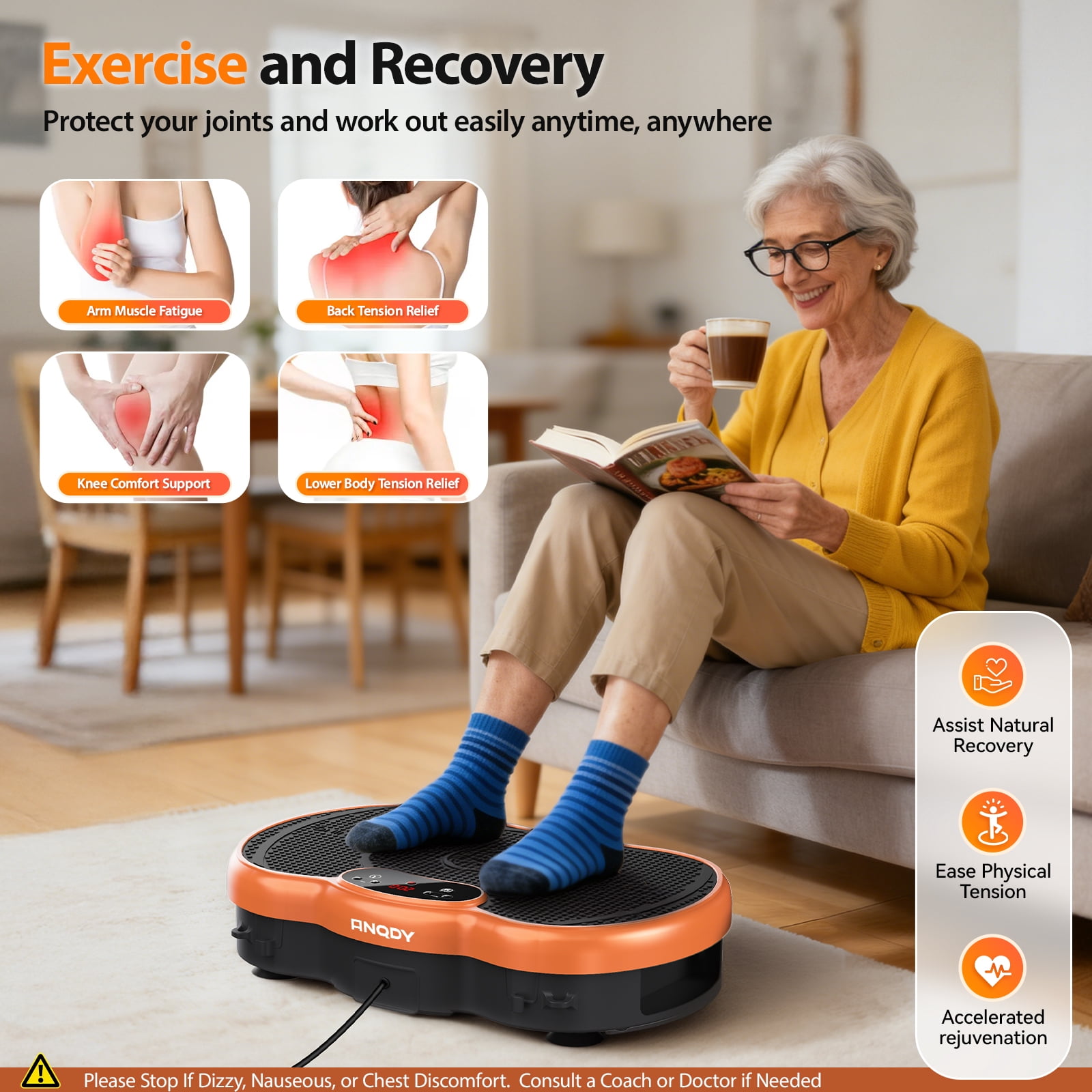 Anqdy Vibration Plate Exercise Machine For Home Fitness & Whole Body Workout 350 lb Weight Capacity