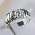 thumbnail image 2 of 2Ct Round Simulated Diamond Engagement Men's Ring 14K White Gold Plated Silver, 2 of 4