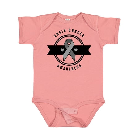

Inktastic Brain Cancer Awareness with Grey Ribbon and Hearts Gift Baby Boy or Baby Girl Bodysuit