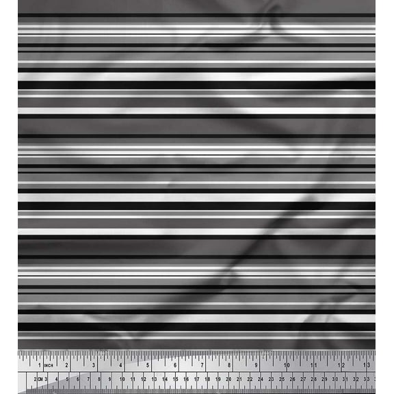 Soimoi Cotton Voile Fabric Horizontal Stripe Print Fabric by The Yard 42 Inch Wide