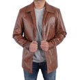 thumbnail image 4 of Men's Classic Winter Brown Leather Car Coat - 3/4 Length, 4 of 6