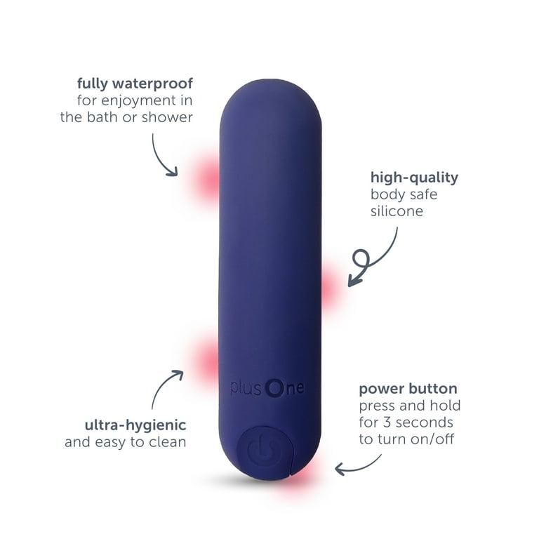 plusOne Vibrating Bullet Soft Touch Massager, 10 Vibration Settings, Waterproof