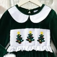 thumbnail image 4 of mgoYE Toddler Infant Baby Girl Christmas Outfit Doll Collar Embroidery Smocked Dress Fall Xmas Outfit(Green,18-24 Months), 4 of 6