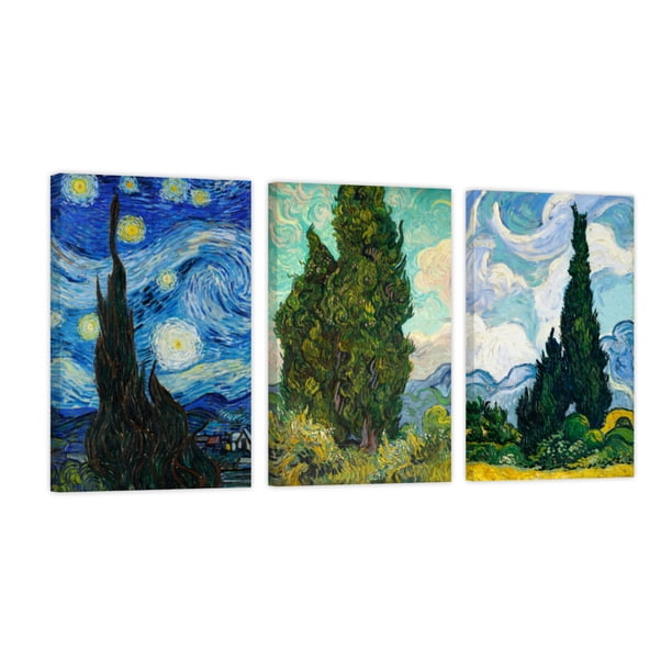 Cuadro Decorativo Tríptico Vertical Van Gogh Paisajes Canvas Revolution Set De 3 Cuadros 30x45 cm