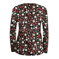 thumbnail image 5 of Fznquz Tops for Women Red Loose Casual Long Sleeve Shirt Trendy Crew Neck Floral Print Dressy Ladies Blouses, 5 of 5
